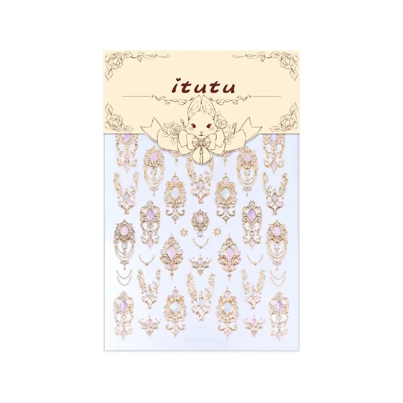Abtibilduri unghii 3D Marquise, STICKER01, Auriu