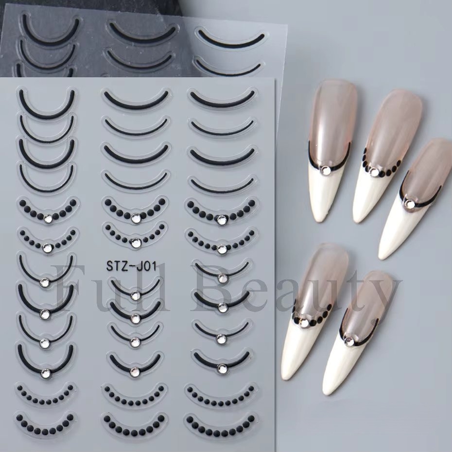 Abtibilduri unghii 3D Marquise, STICKER107, Negru