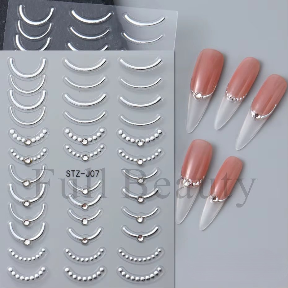 Abtibilduri unghii 3D Marquise, STICKER113, Argintiu