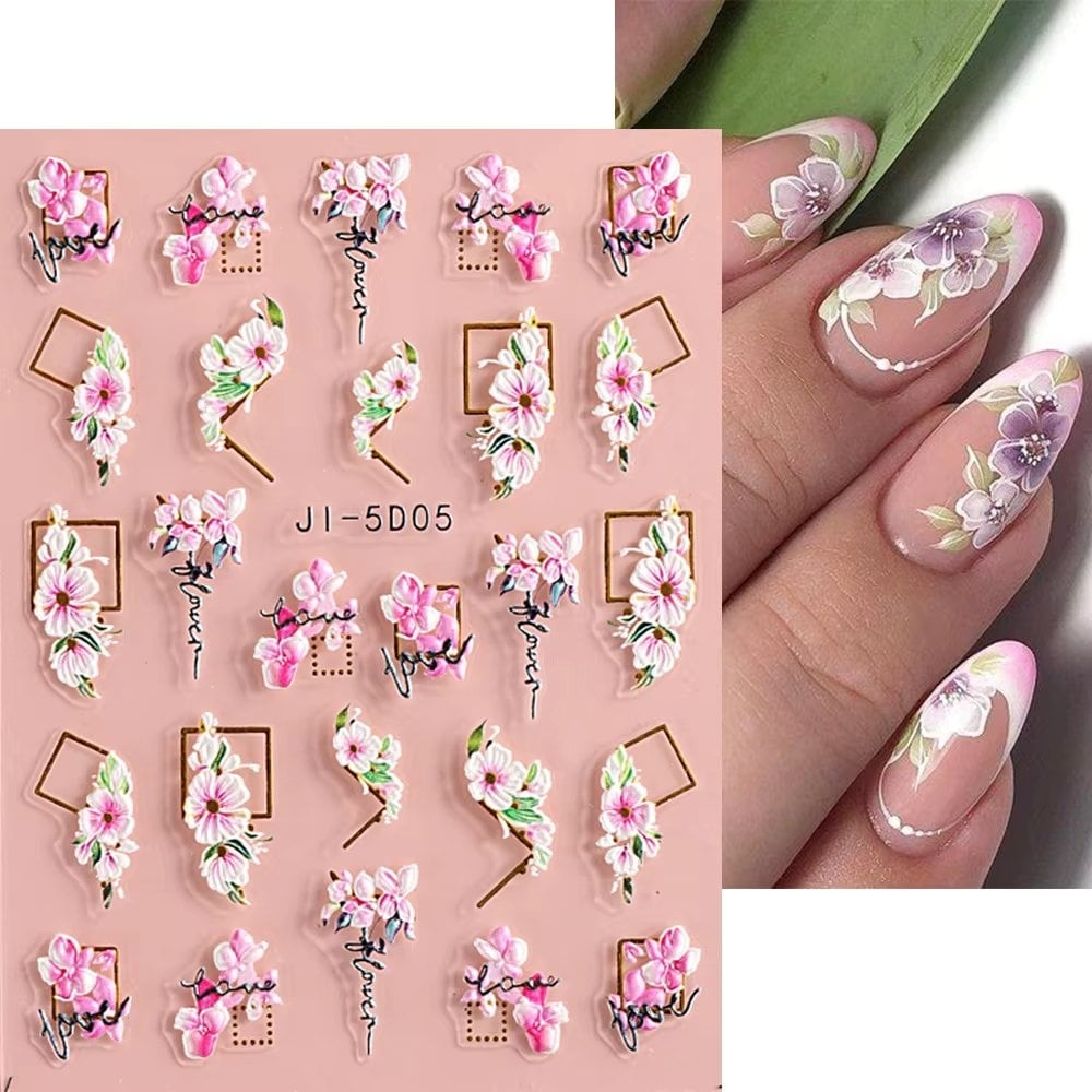 Abtibilduri unghii 3D Marquise, STICKER75, Multicolor
