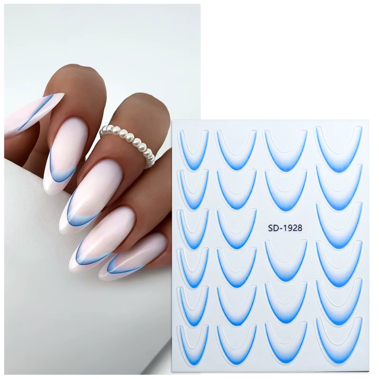 Abtibilduri unghii french Marquise, STICKER67, Albastru