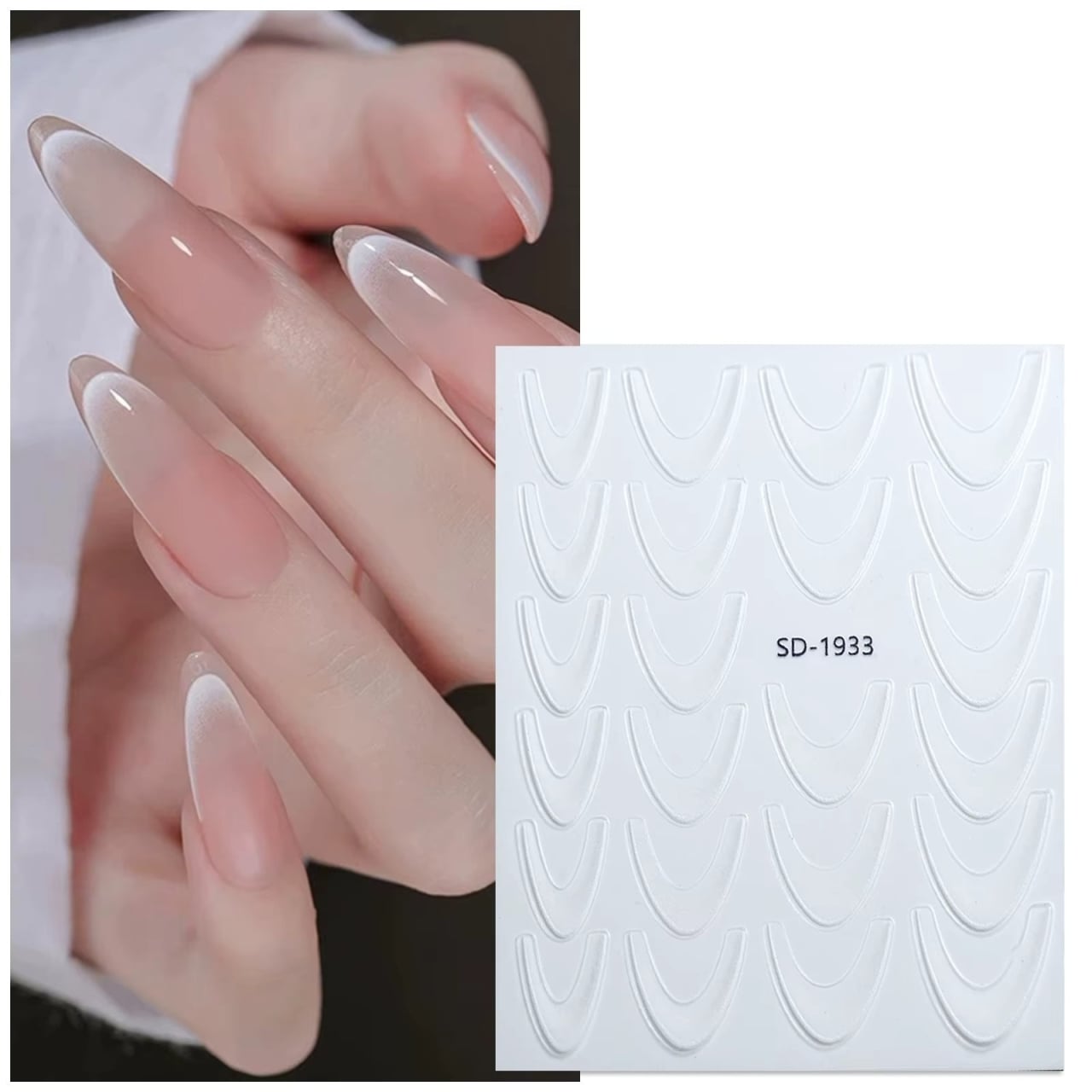 Abtibilduri unghii french Marquise, STICKER71, Alb