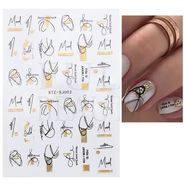 Abtibilduri unghii Marquise, STICKER12, Auriu