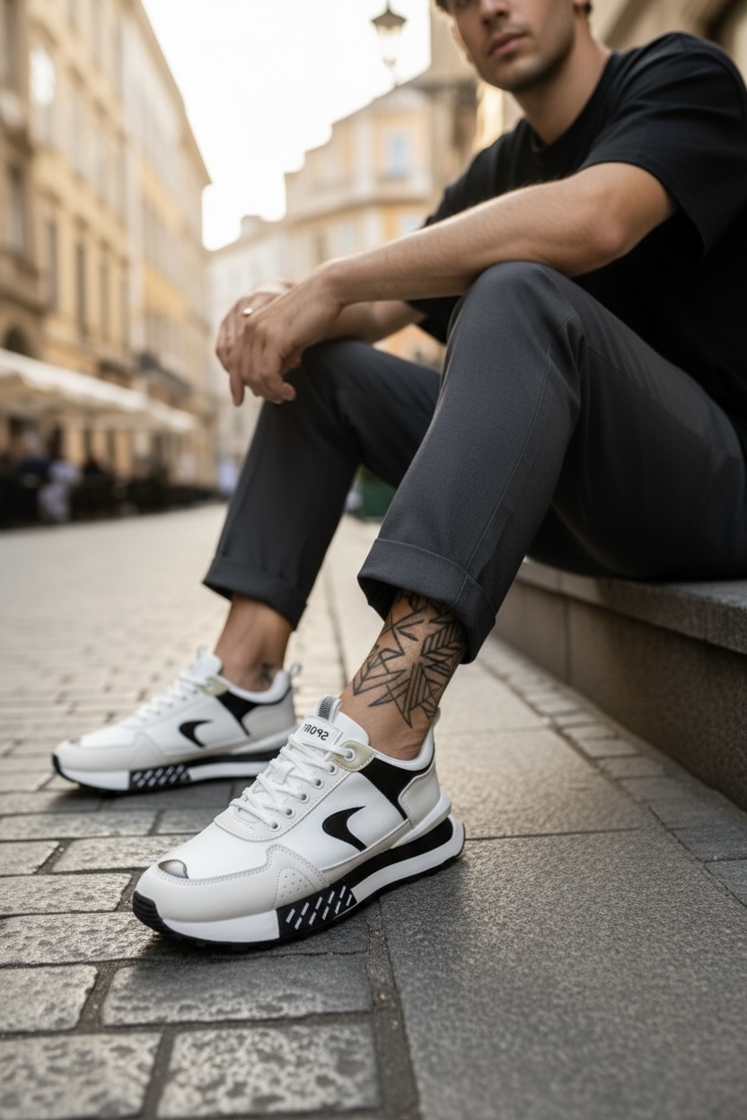 Adidasi barbati casual albi A105