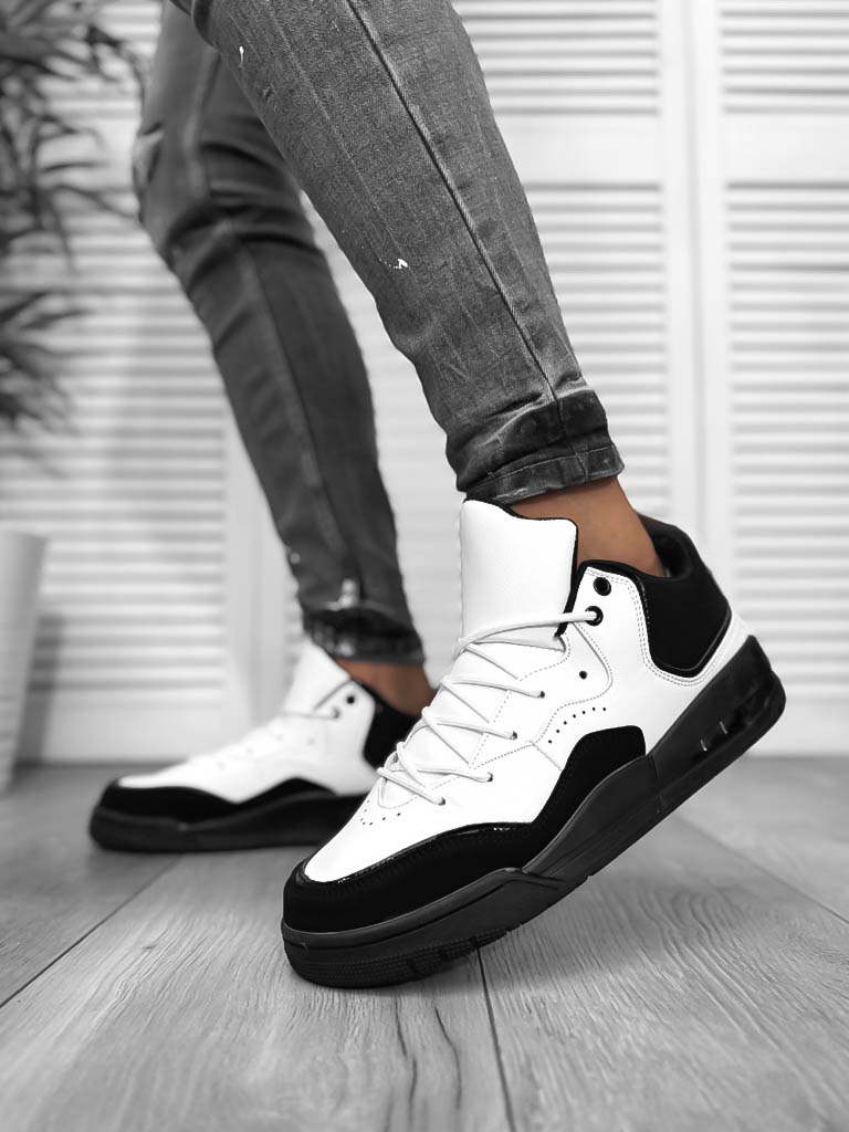 Adidasi barbati casual albi cu negru 5919 T3