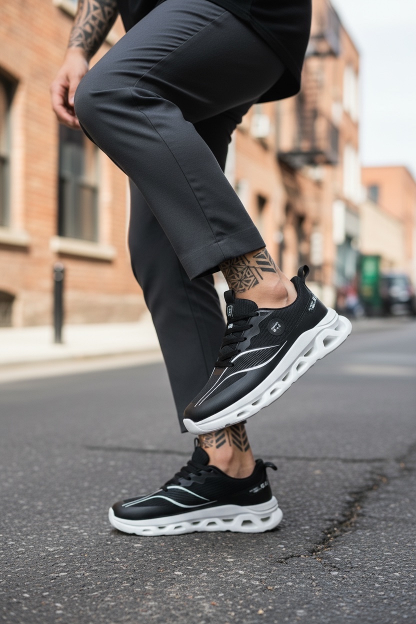 Adidasi barbati casual negri cu alb 1683