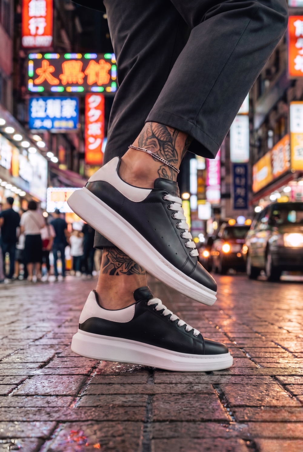 Adidasi barbati casual negri talpa alba VIP ZR 777