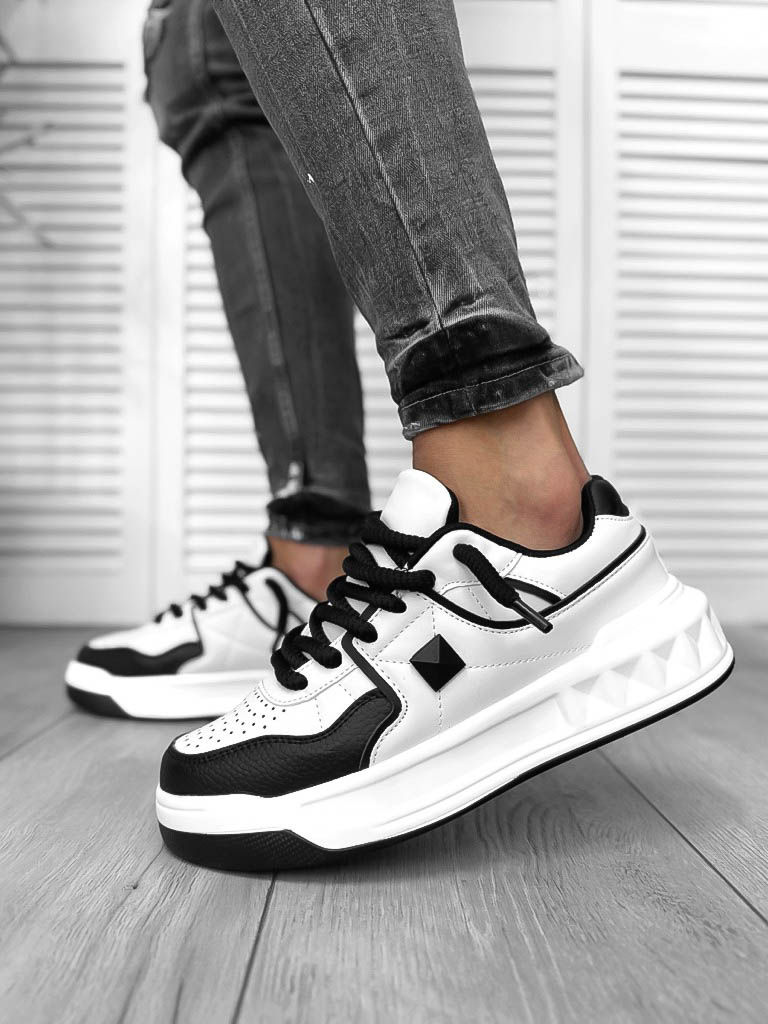 Adidasi barbati casual VL albi cu negru 086 T14-3