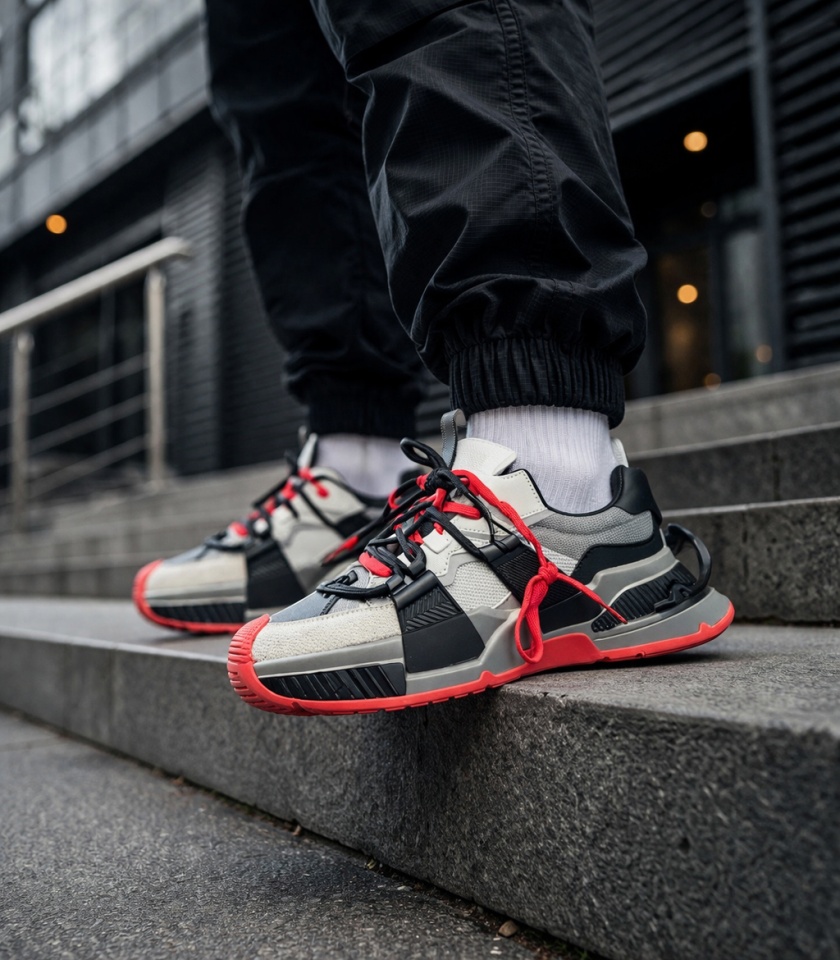 ADIDASI BARBATI FASHION BLACK&RED ABDG3 (MĂRIME: 43)