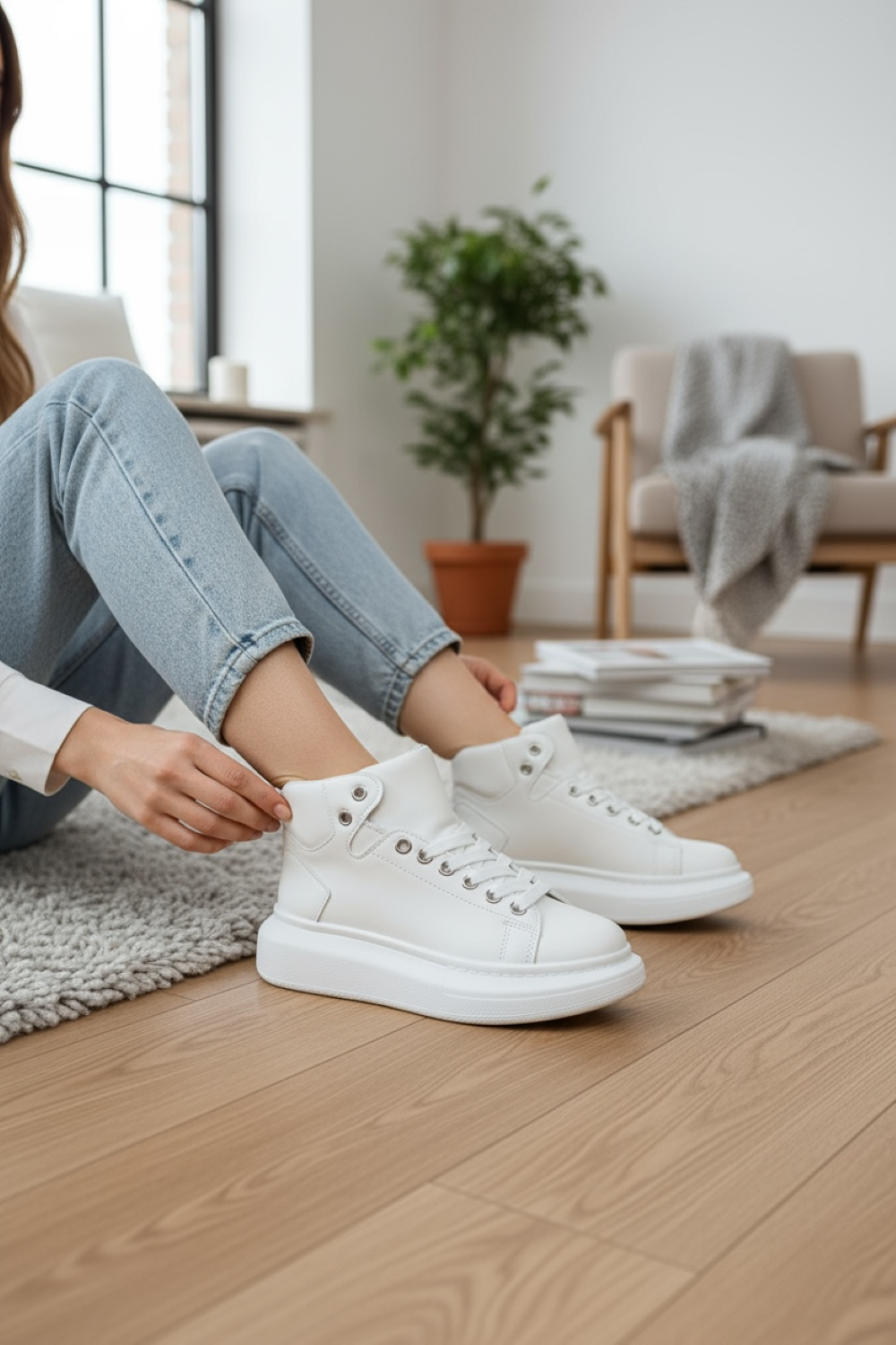Adidasi dama albi casual inalti 6616 N9-3