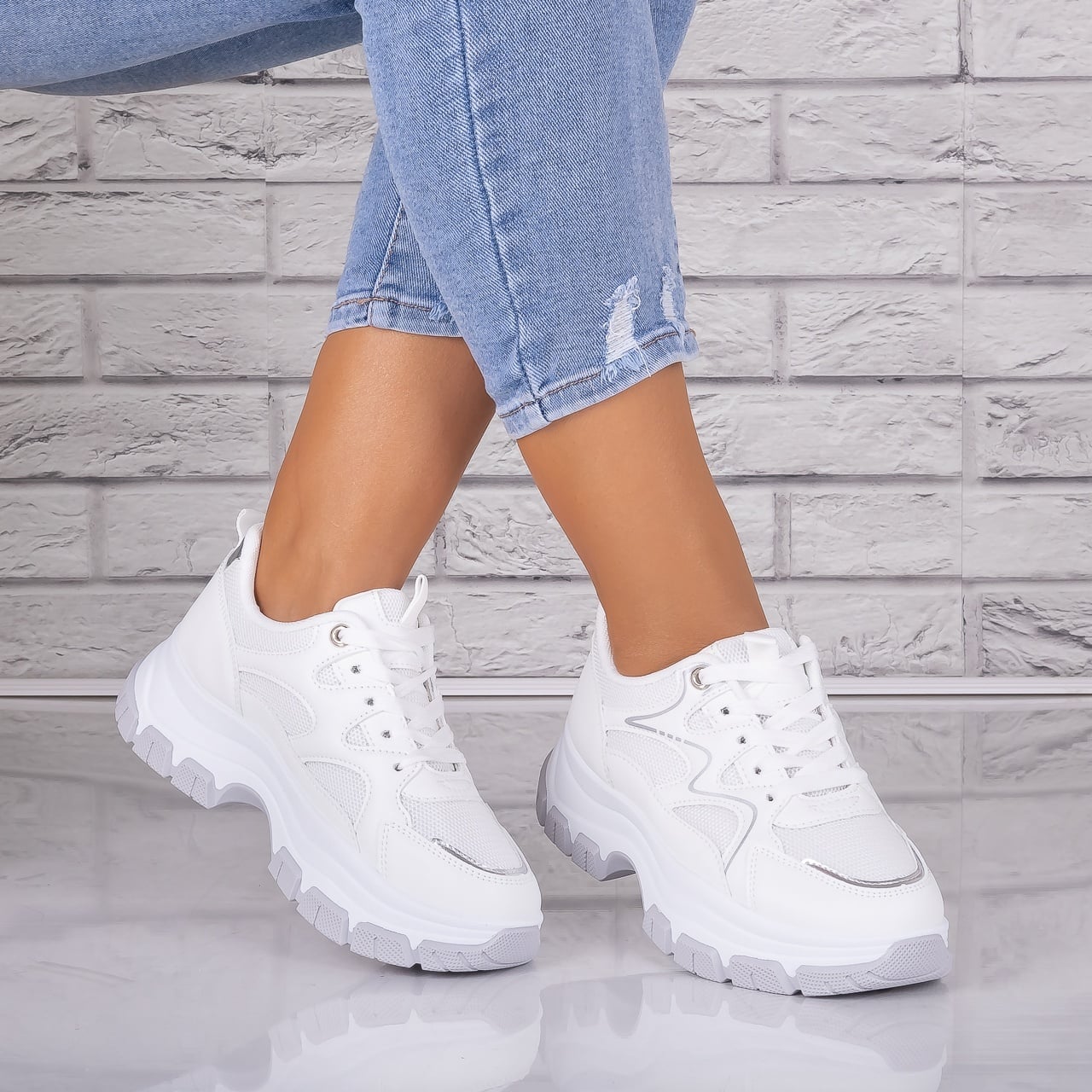 Adidasi dama Albi din Piele Eco/ Textil Arleta - poza 2