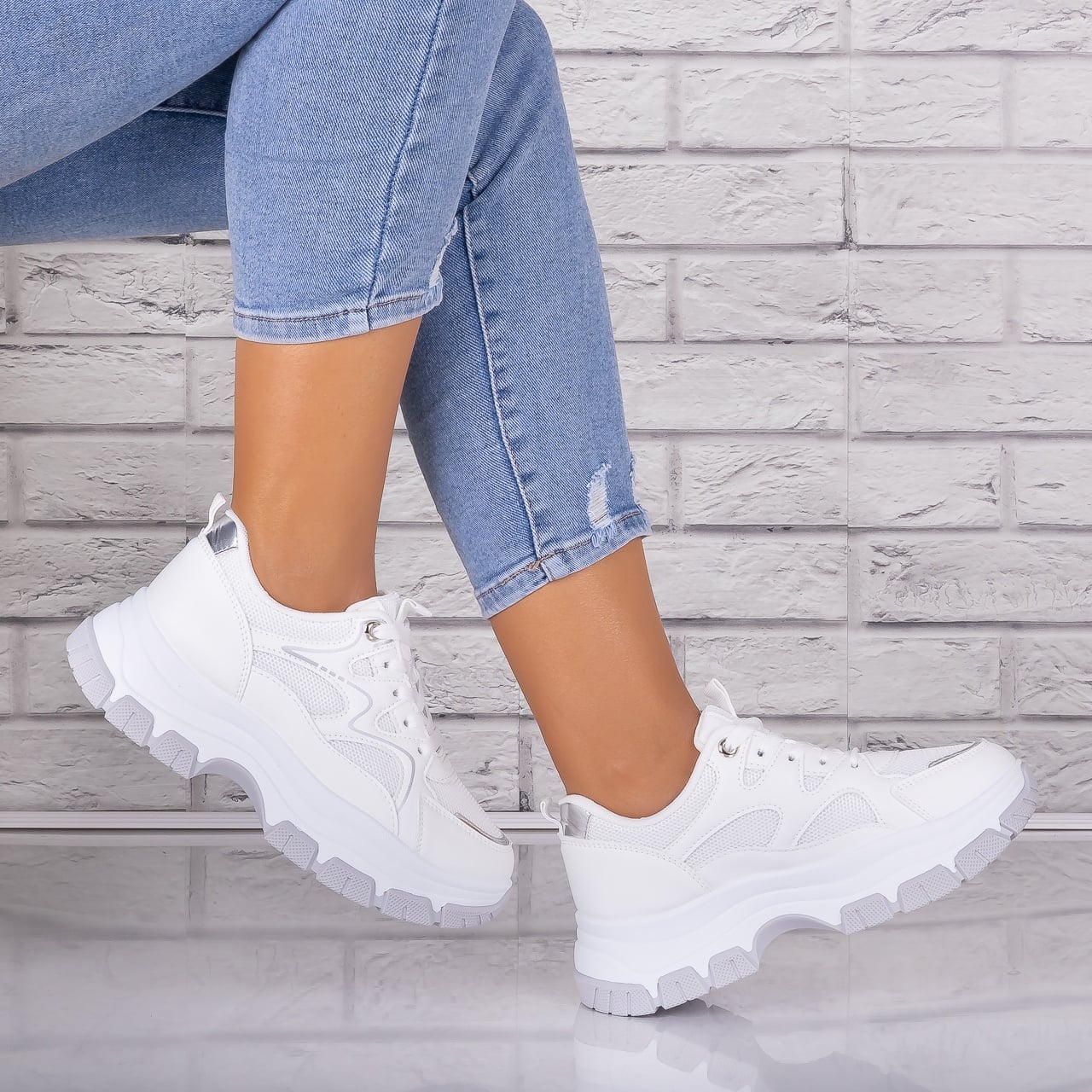 Adidasi dama Albi din Piele Eco/ Textil Arleta - poza 3