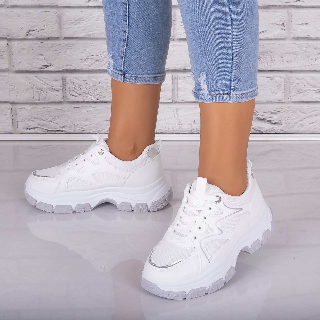 Adidasi dama Albi din Piele Eco/ Textil Arleta - poza 4