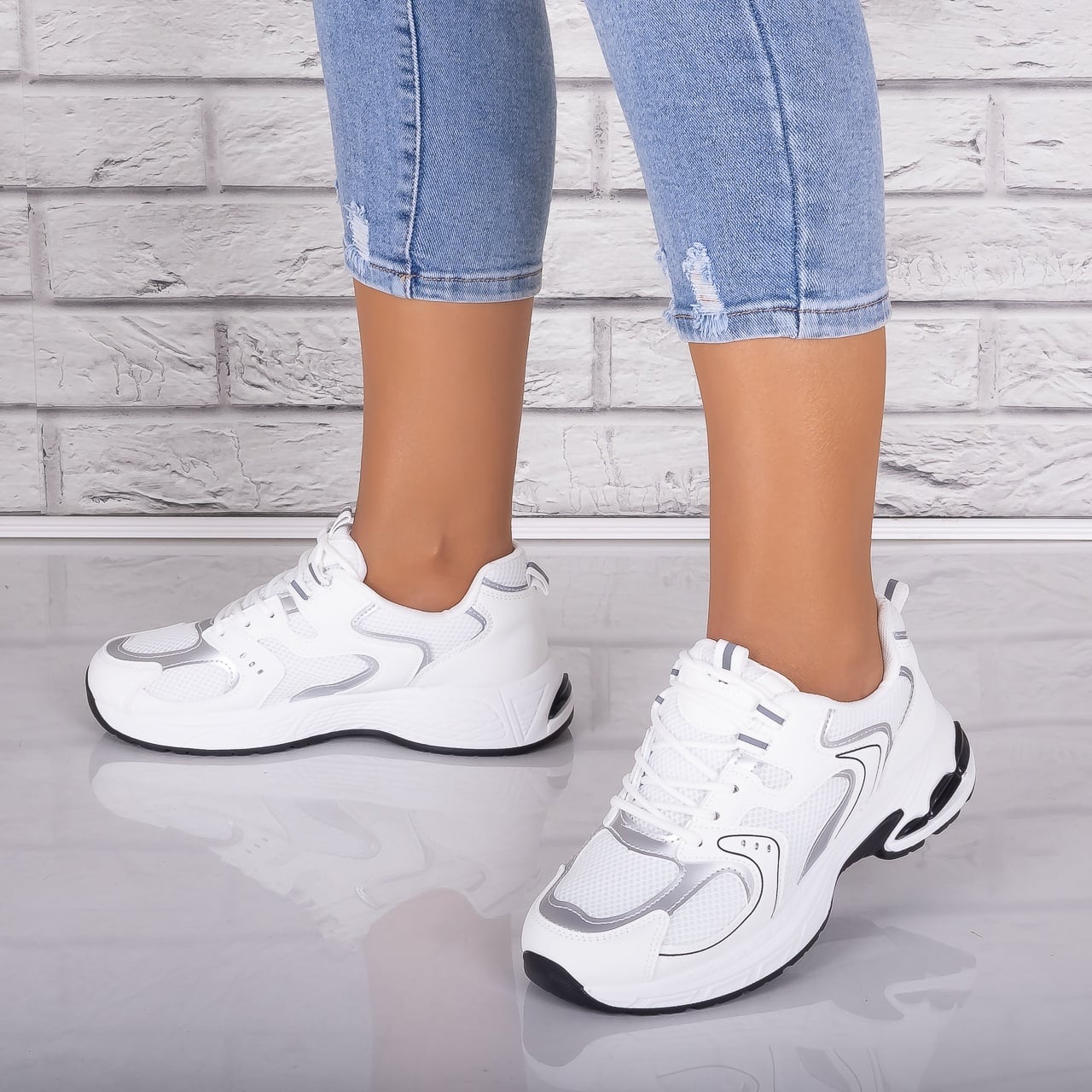 Adidasi dama Albi din Piele Eco/ Textil Avarola - poza 3