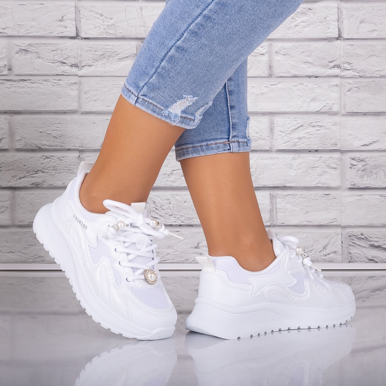 Adidasi dama Albi din Piele Eco/ Textil Tanada - poza 1