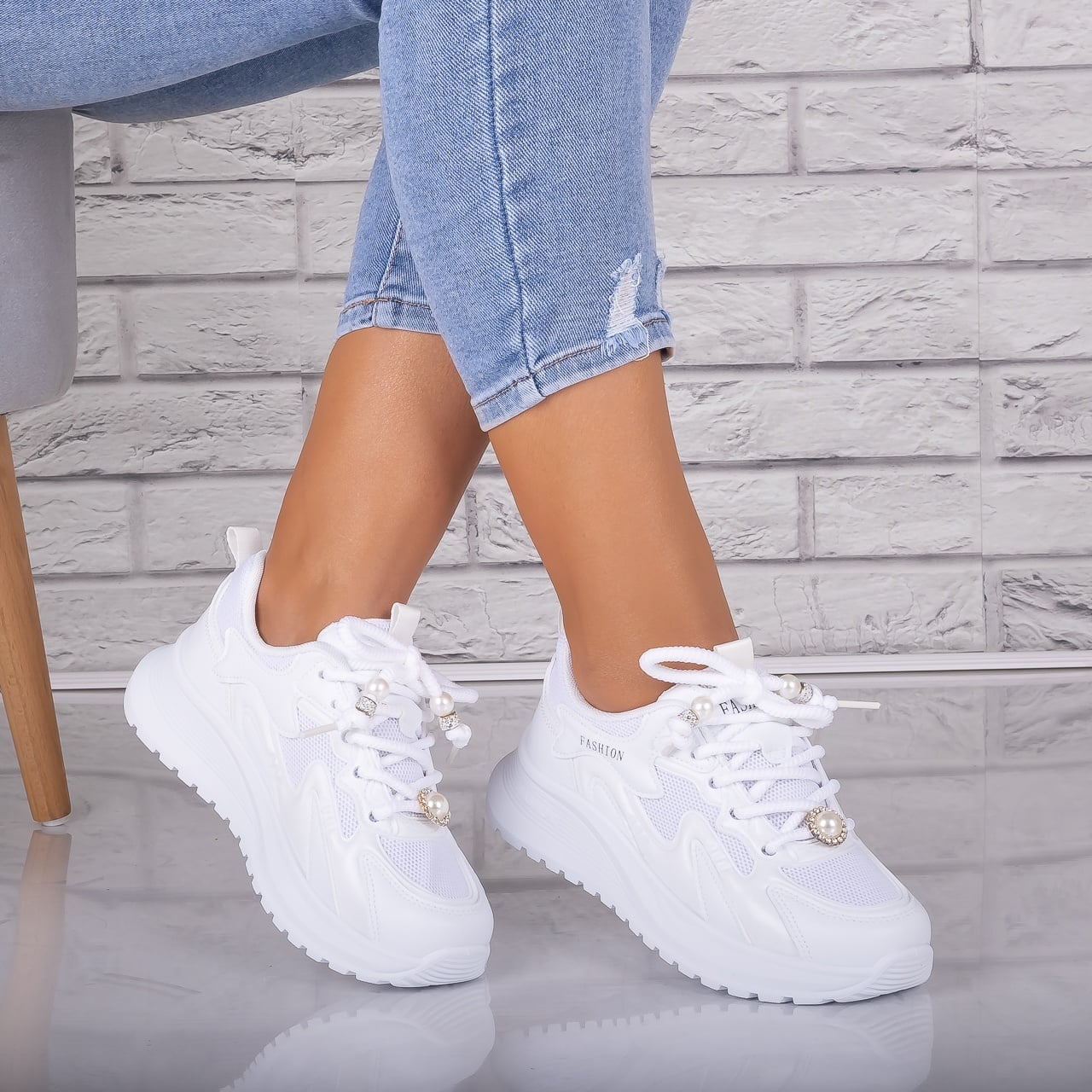 Adidasi dama Albi din Piele Eco/ Textil Tanada - poza 2