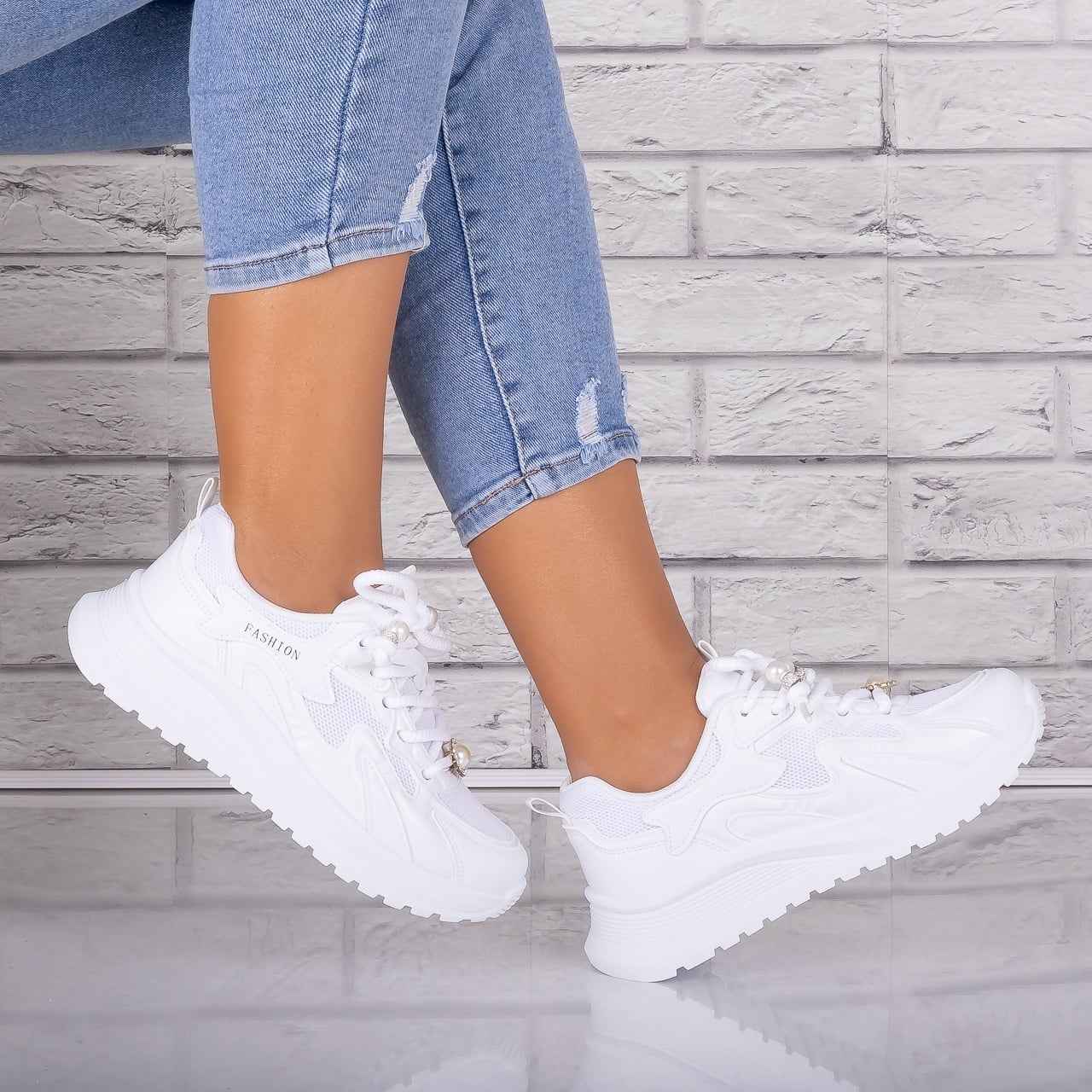 Adidasi dama Albi din Piele Eco/ Textil Tanada - poza 3