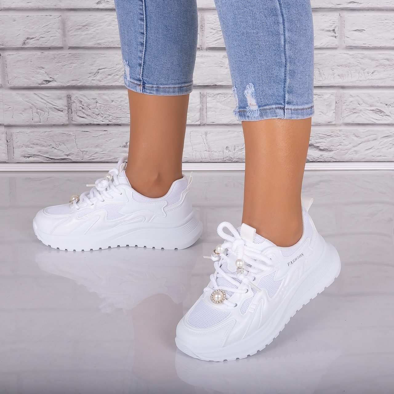 Adidasi dama Albi din Piele Eco/ Textil Tanada - poza 4