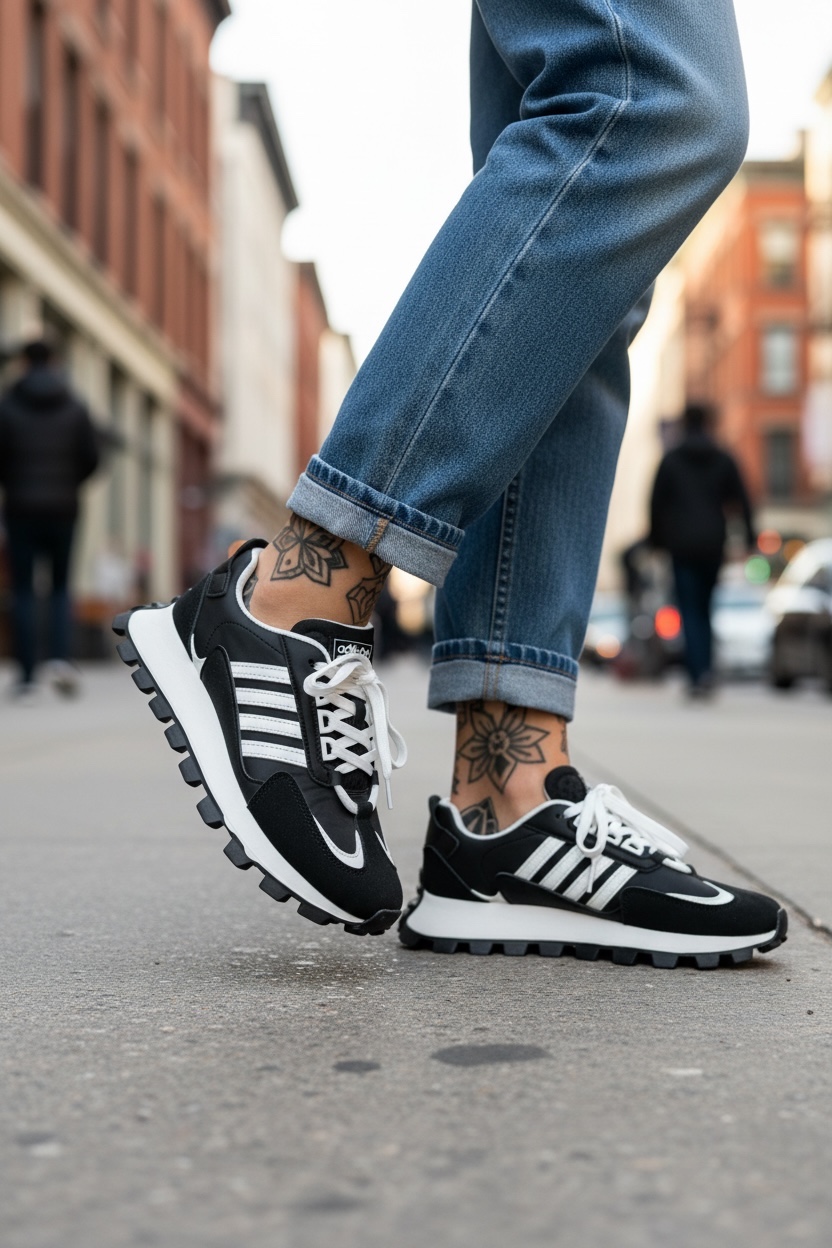 Adidasi dama casual alb cu negru LA249 t5-2