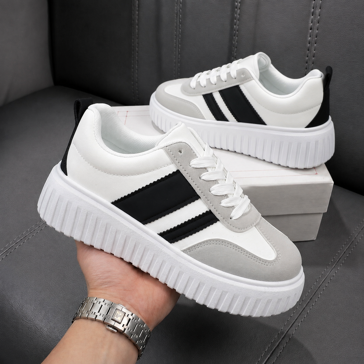 Adidasi dama casual albi 282