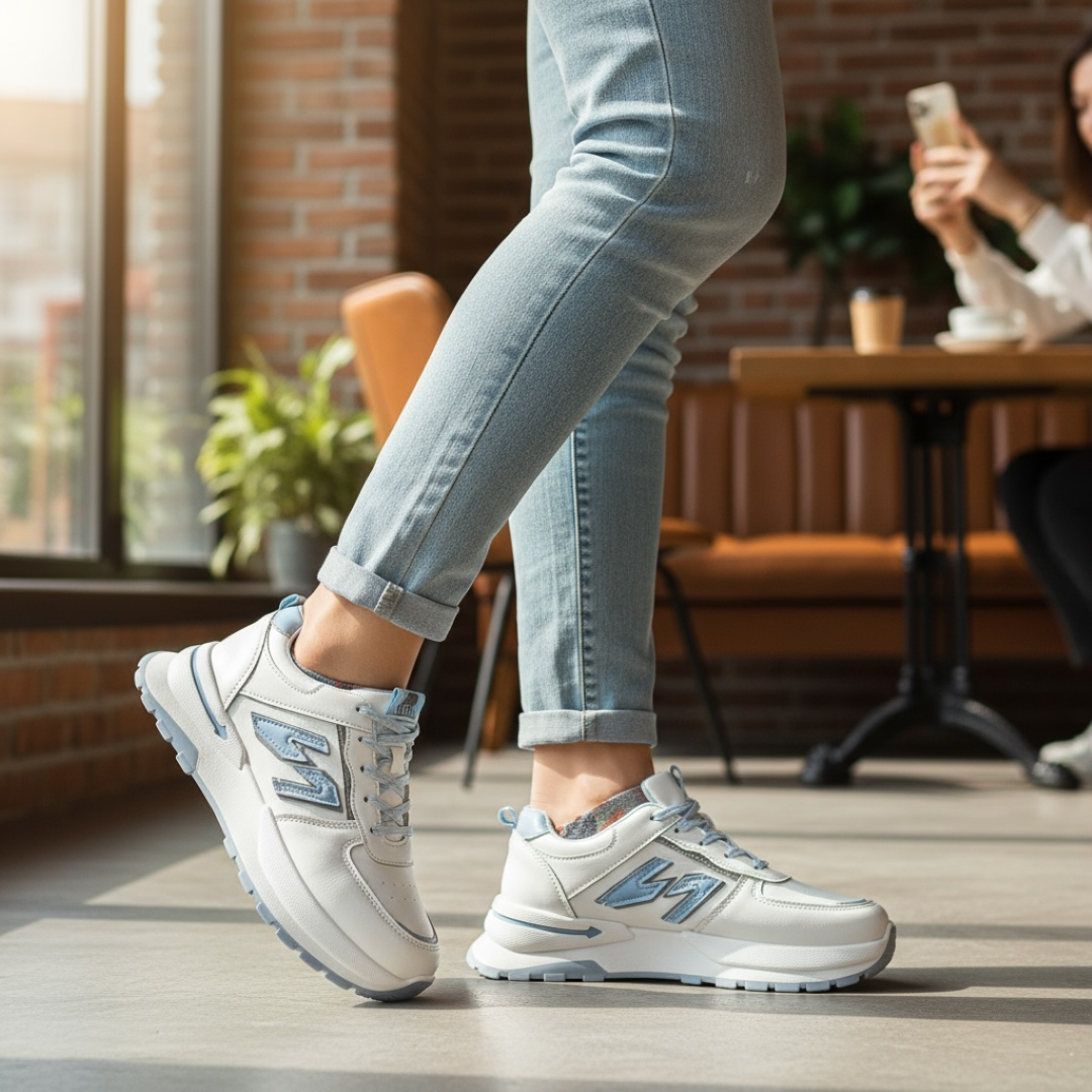 Adidasi dama casual albi cu albastru 4603 N12-3