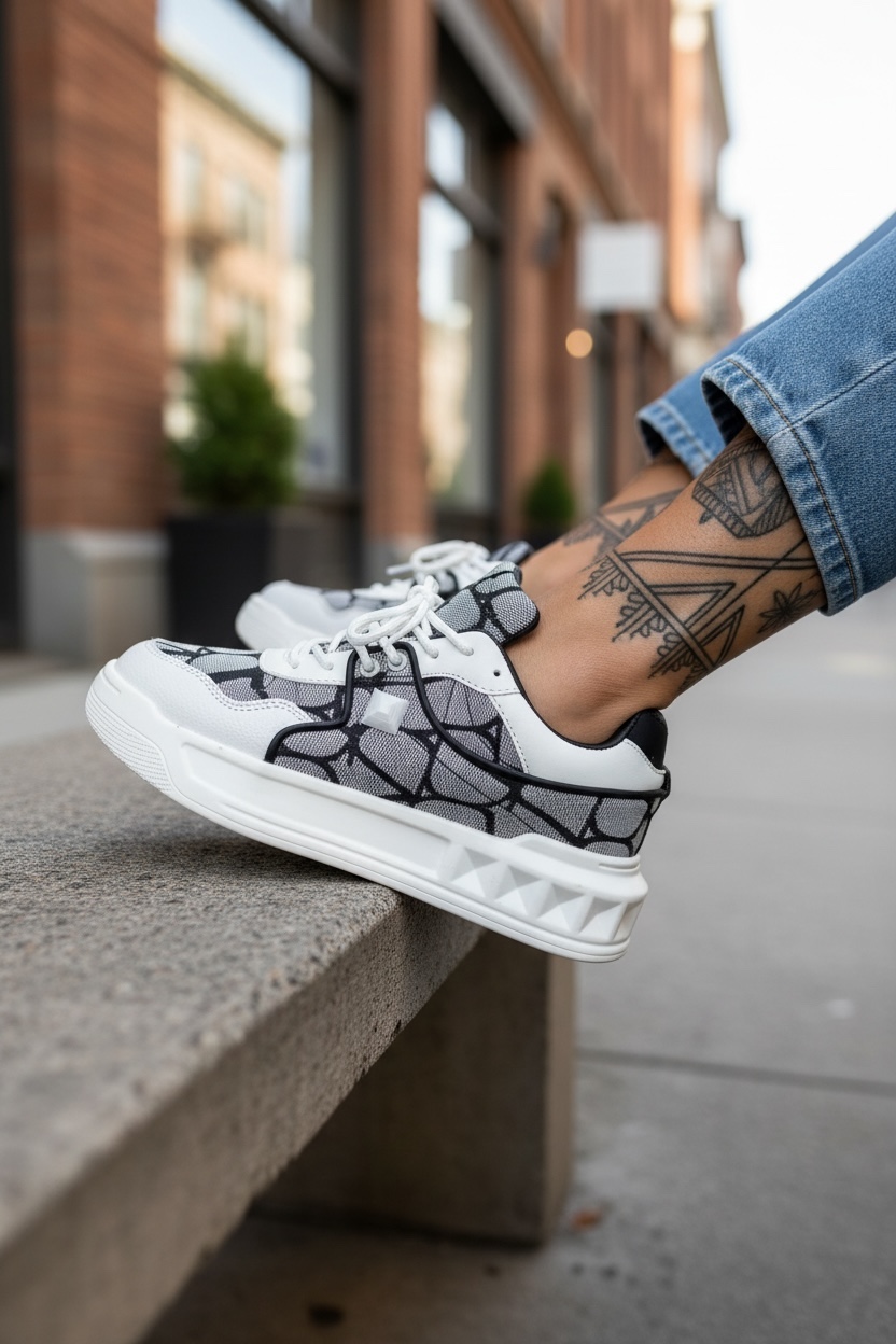 Adidasi dama casual albi cu gri VLT L77 N8-1