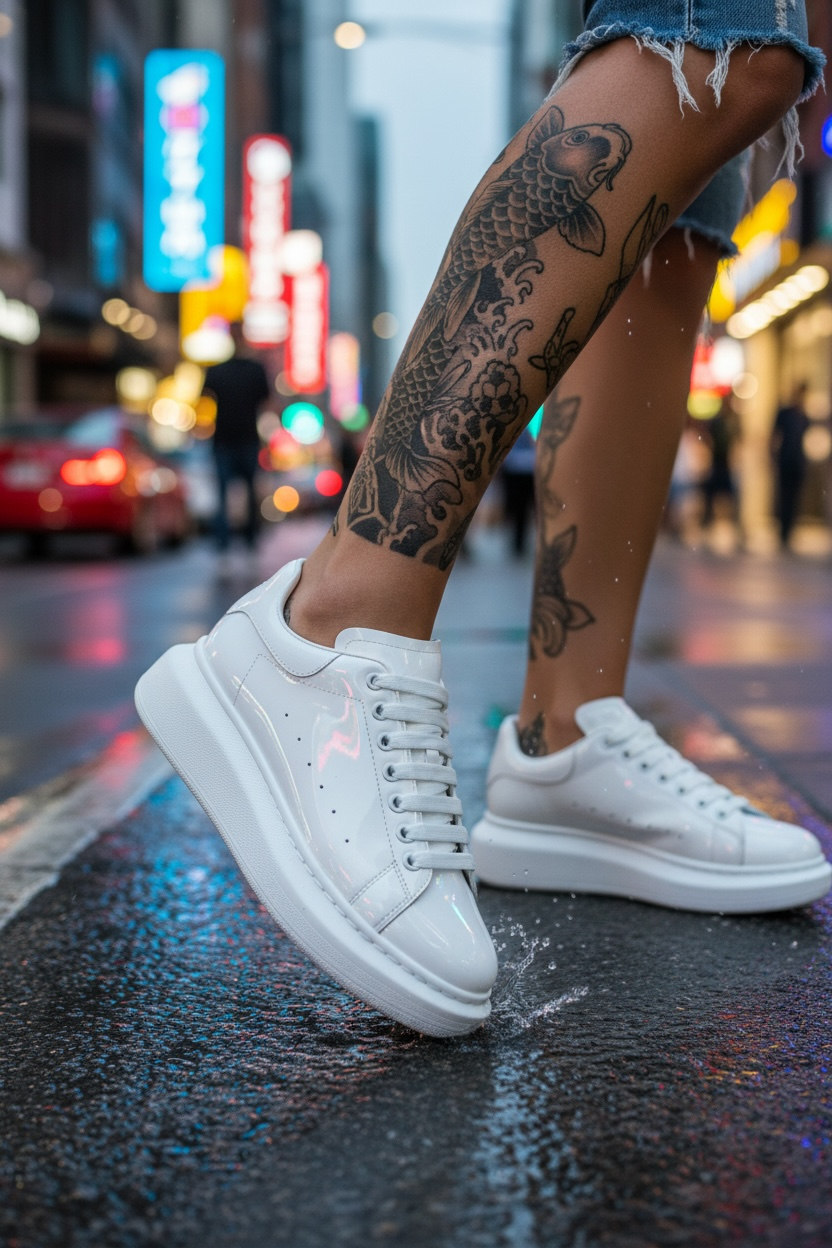 Adidasi dama casual albi luciosi vip AAA