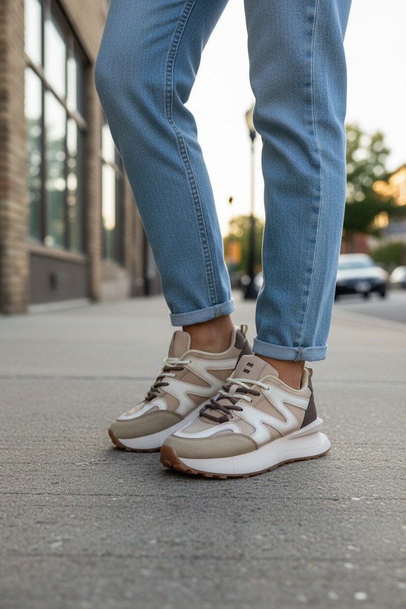 Adidasi dama casual bej cu maro R01 N7-1