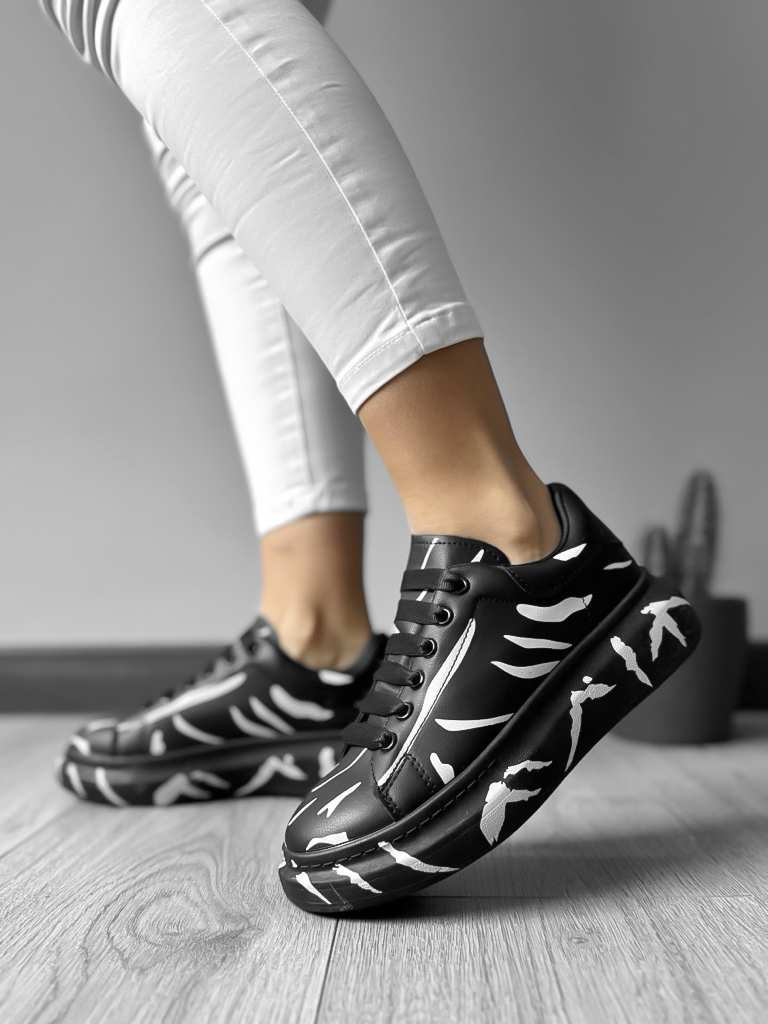 Adidasi dama casual cu talpa inalta negri B977 N12-3