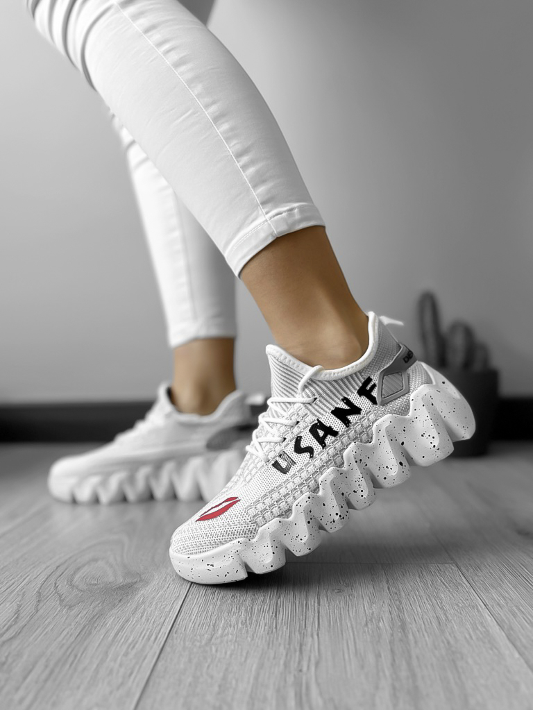 Adidasi dama casual din panza albi H28 N12-2