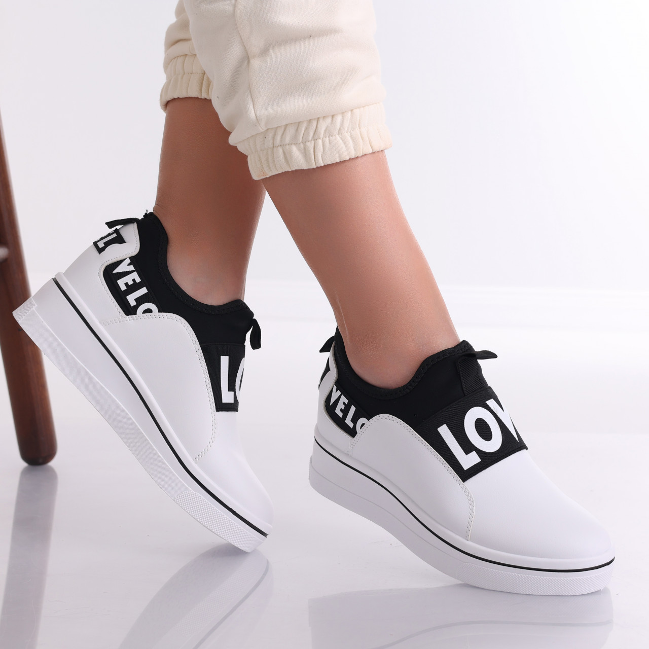 Adidasi dama cu platforma Albi din Piele Ecologica Marla - poza 2