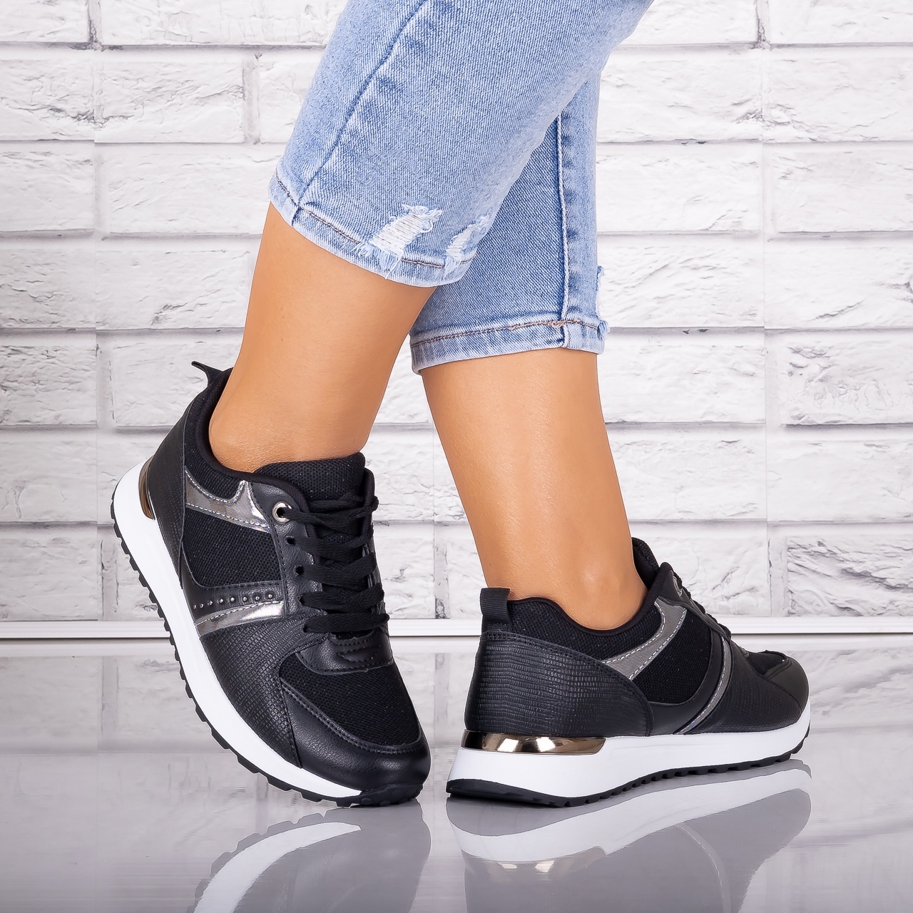 Adidasi dama Negri din Piele Eco/ Textil Alnoa - poza 2