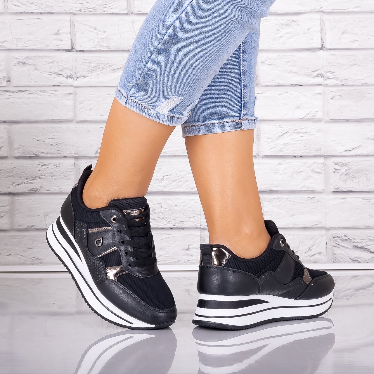 Adidasi dama Negri din Piele Eco/ Textil Anina - poza 1