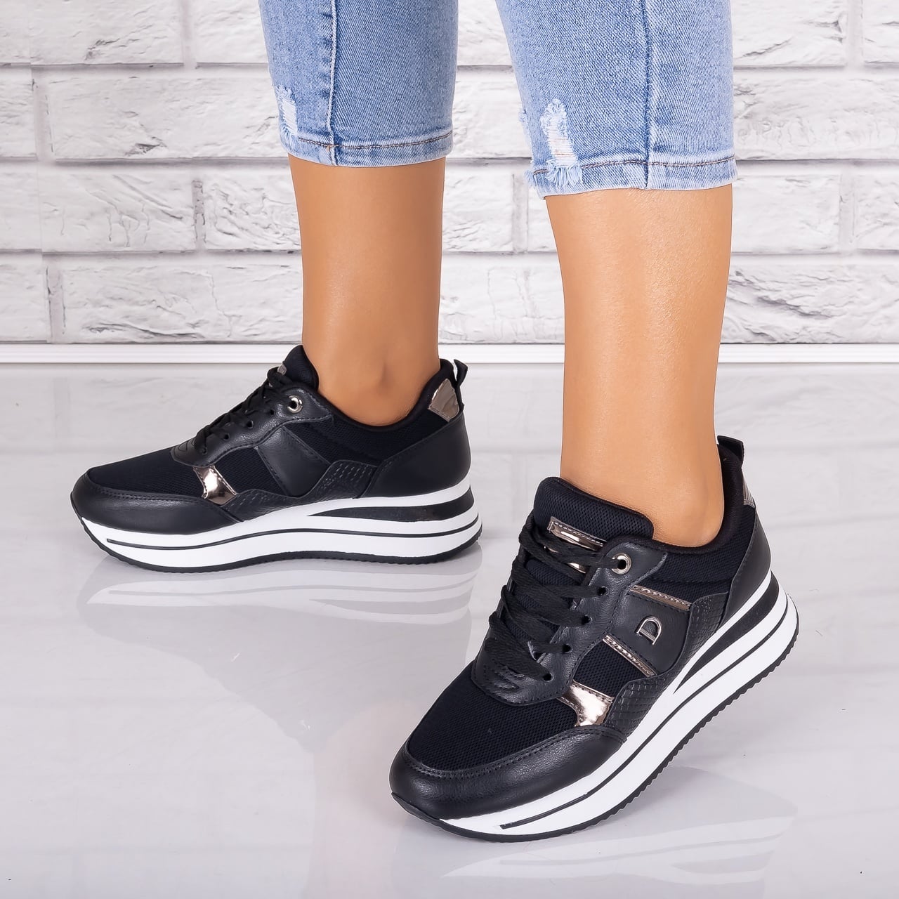 Adidasi dama Negri din Piele Eco/ Textil Anina - poza 4