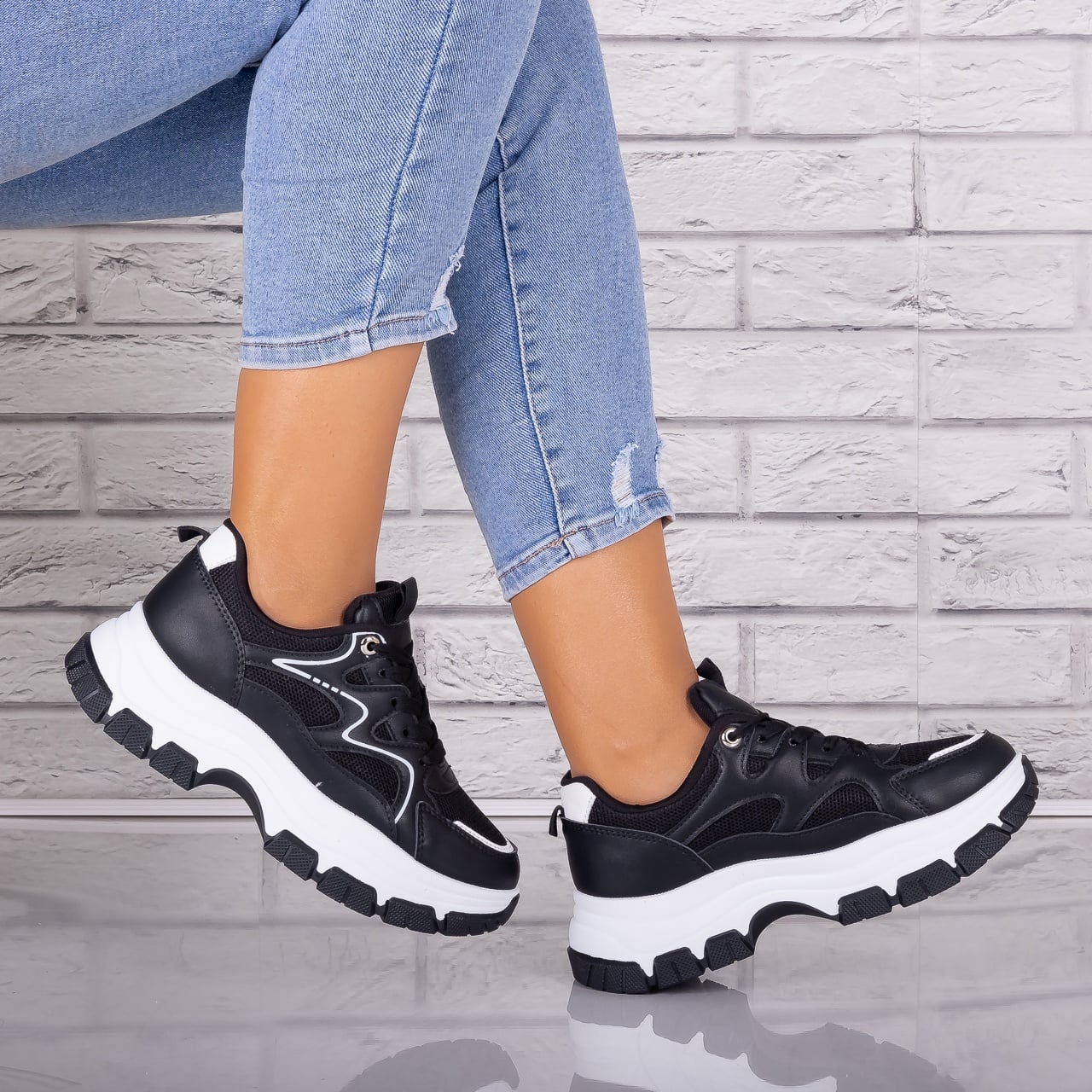Adidasi dama Negri din Piele Eco/ Textil Arleta - poza 3
