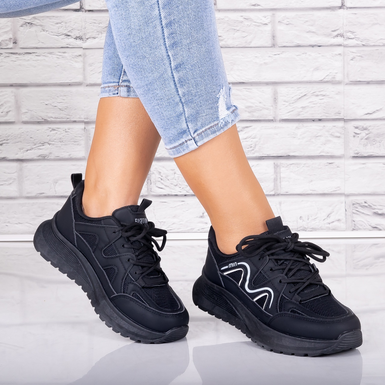 Adidasi dama Negri din Piele Eco/ Textil Avena - poza 3