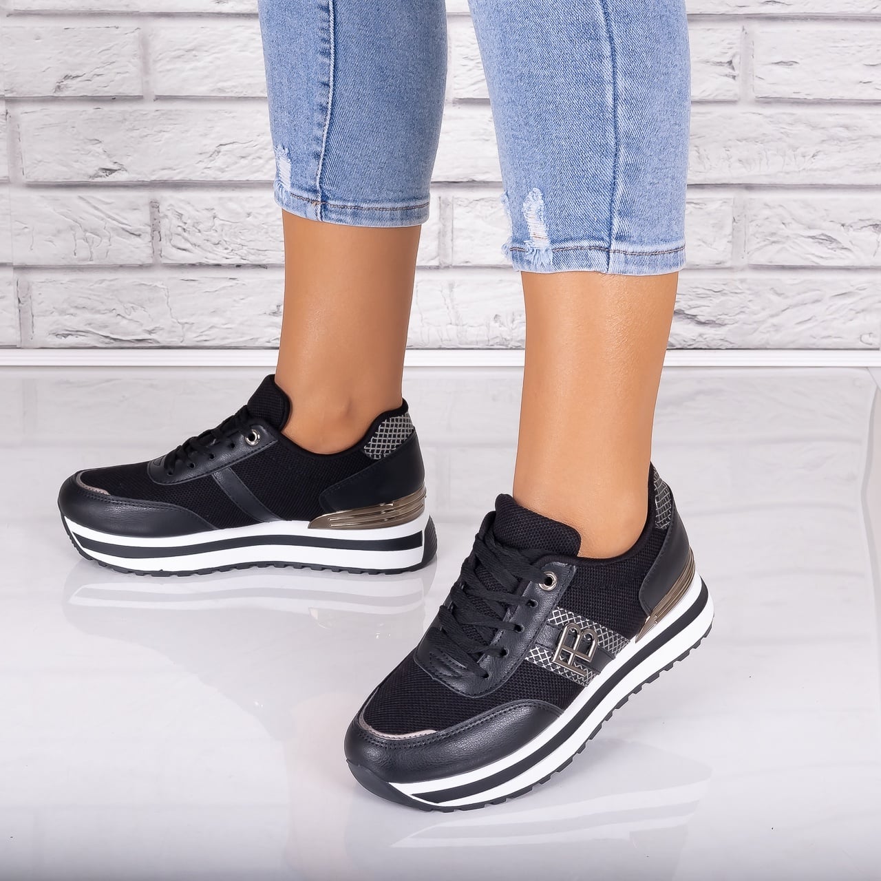 Adidasi dama Negri din Piele Eco/ Textil Ninal - poza 1