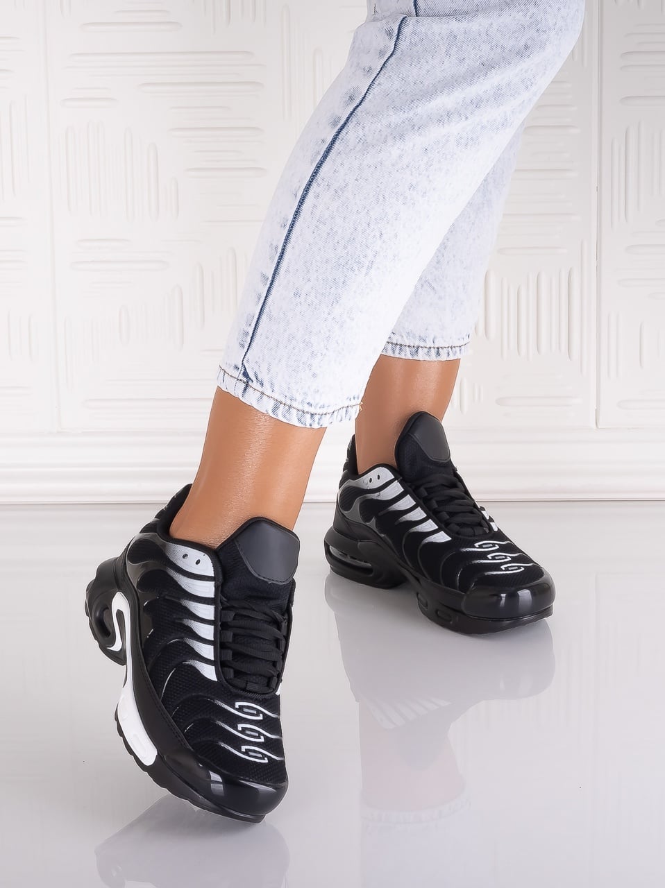 Adidasi dama Negru/alb din Textil Nikona - poza 5