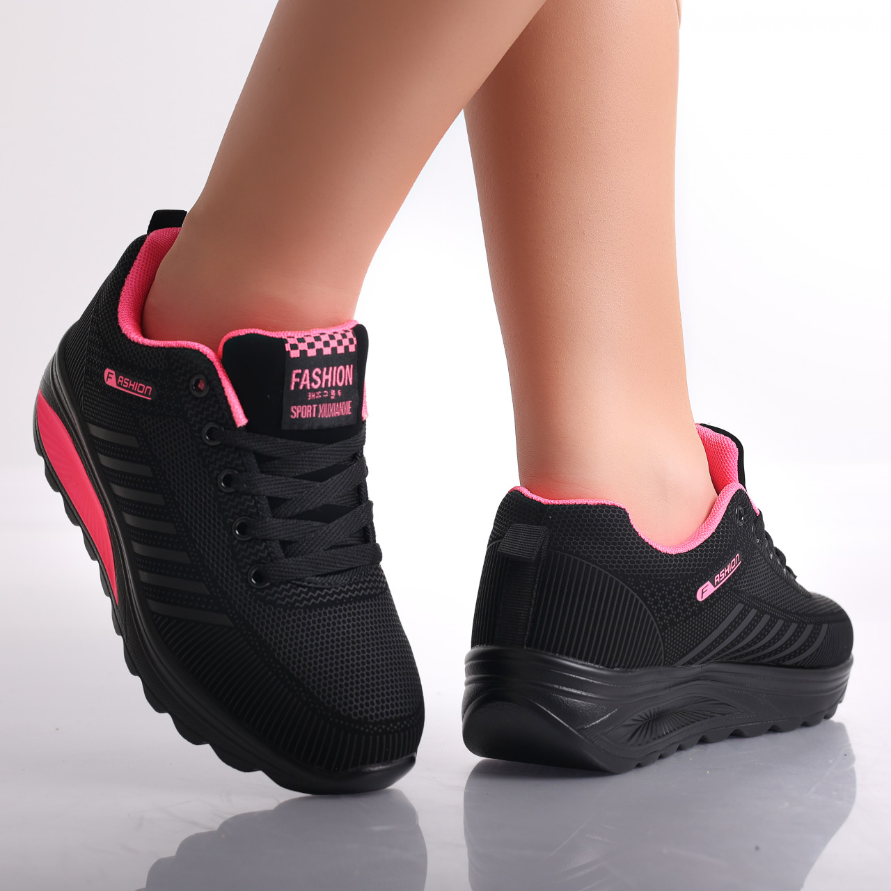 Adidasi dama Negru/roz din Textil Lulea - poza 3
