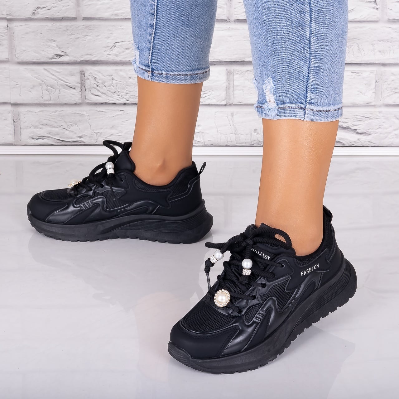 Adidasi dama Nrgri din Piele Eco/ Textil Tanada - poza 1