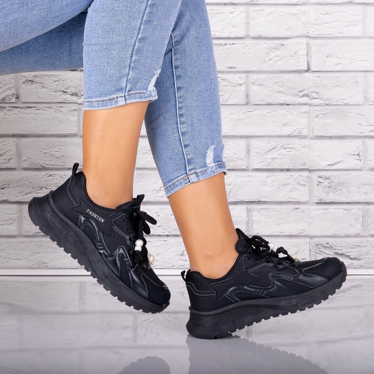 Adidasi dama Nrgri din Piele Eco/ Textil Tanada - poza 2
