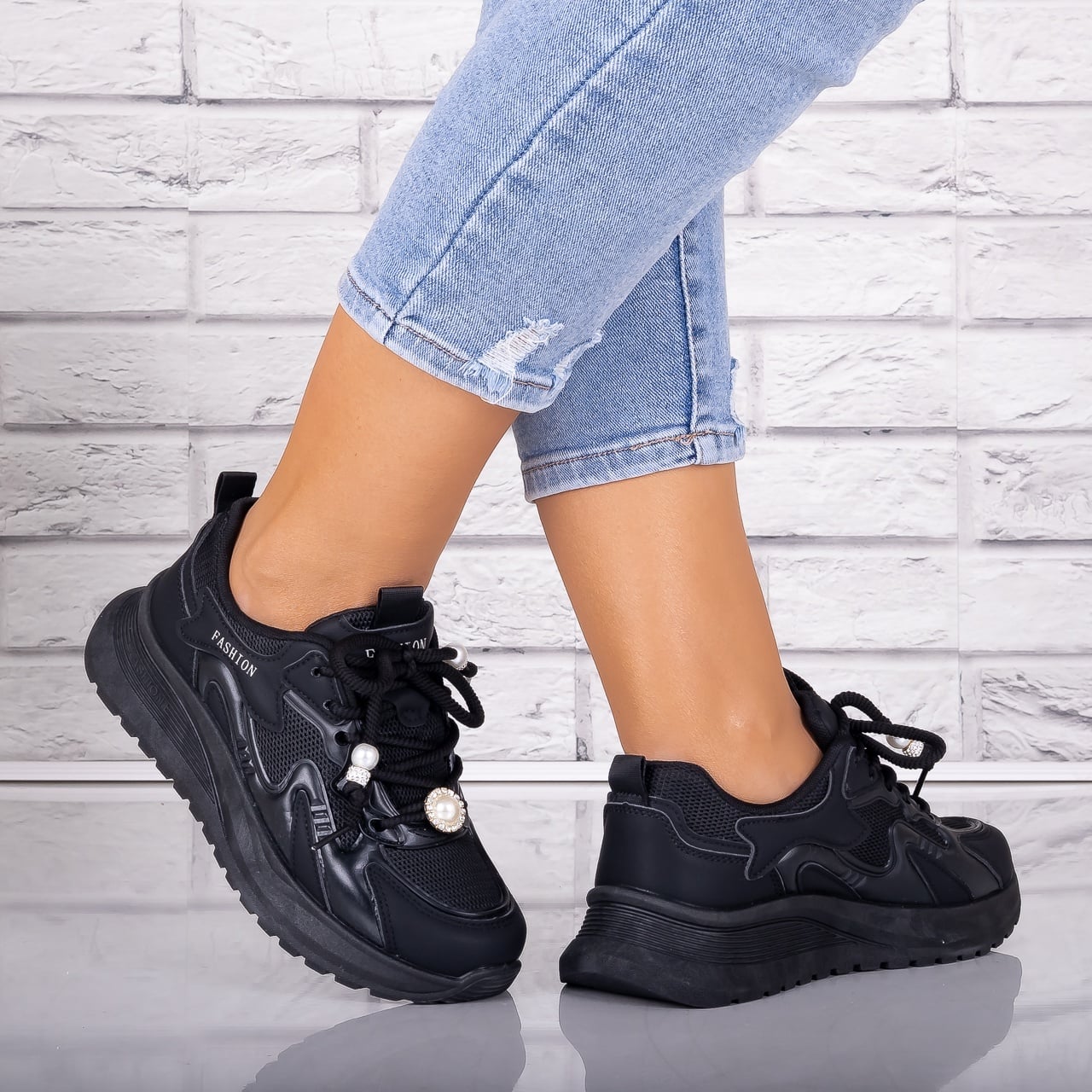 Adidasi dama Nrgri din Piele Eco/ Textil Tanada - poza 4