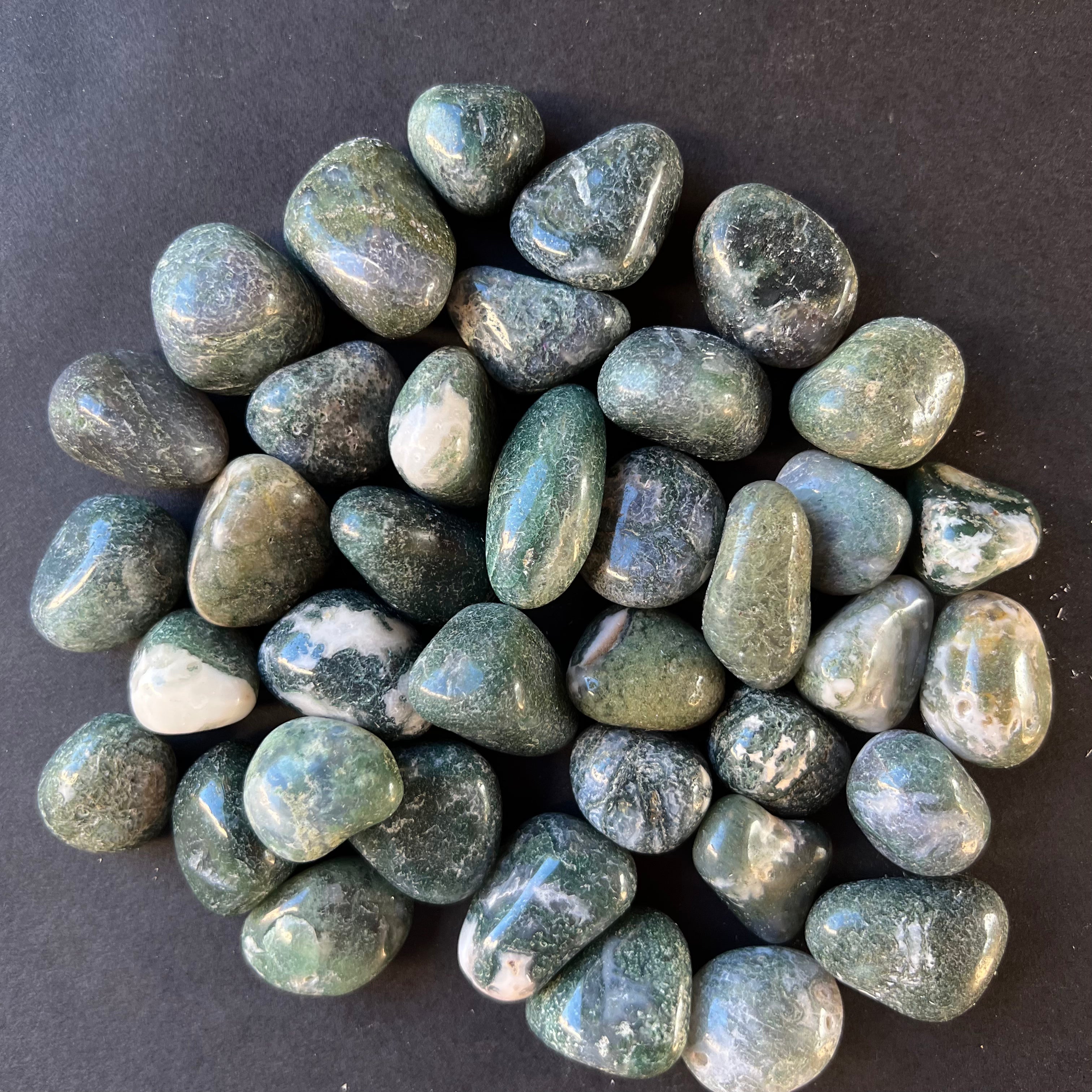 Agat muschi piatra rulata mini