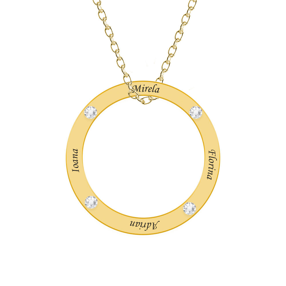 Alice - Colier personalizat nume si cristale din argint 925 placat cu aur galben 24K