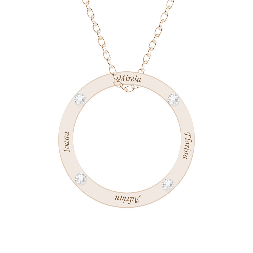 Alice - Colier personalizat nume si cristale din argint 925 placat cu aur roz