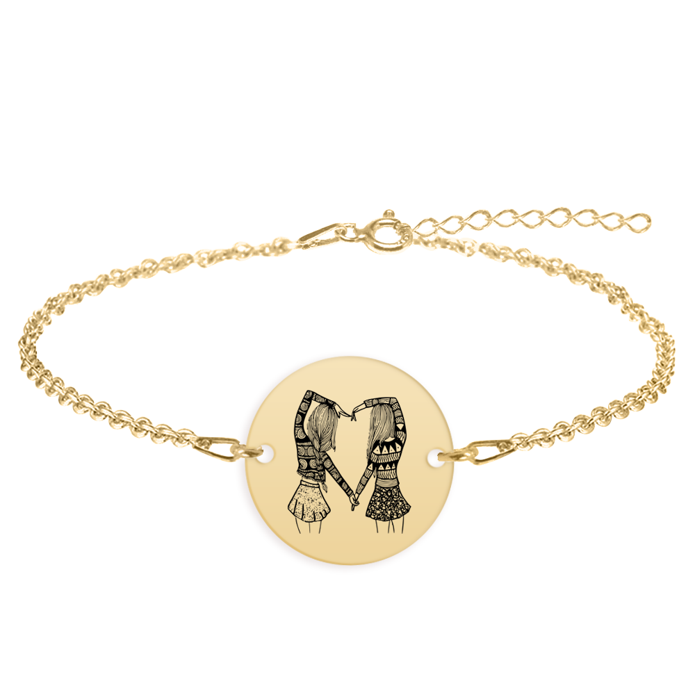 Anabella - Bratara personalizata banut pentru prietene/surori din argint 925 placat cu aur galben 24K