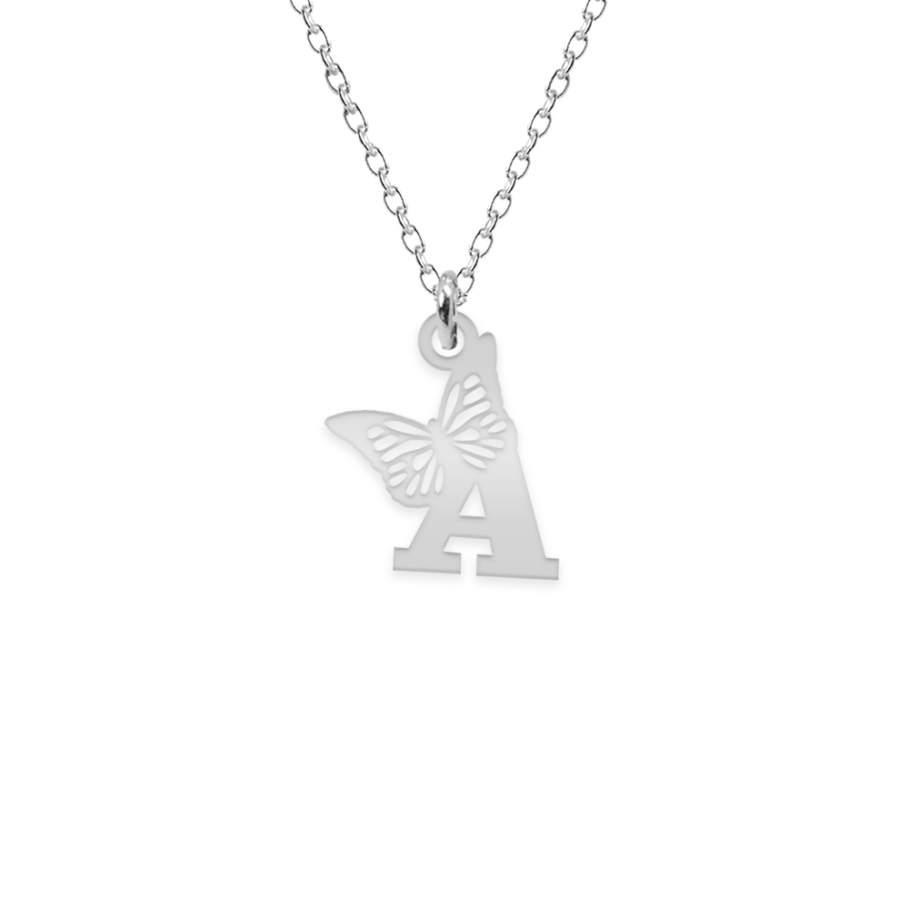 Aria - Colier personalizat cu litera si fluturas din argint 925