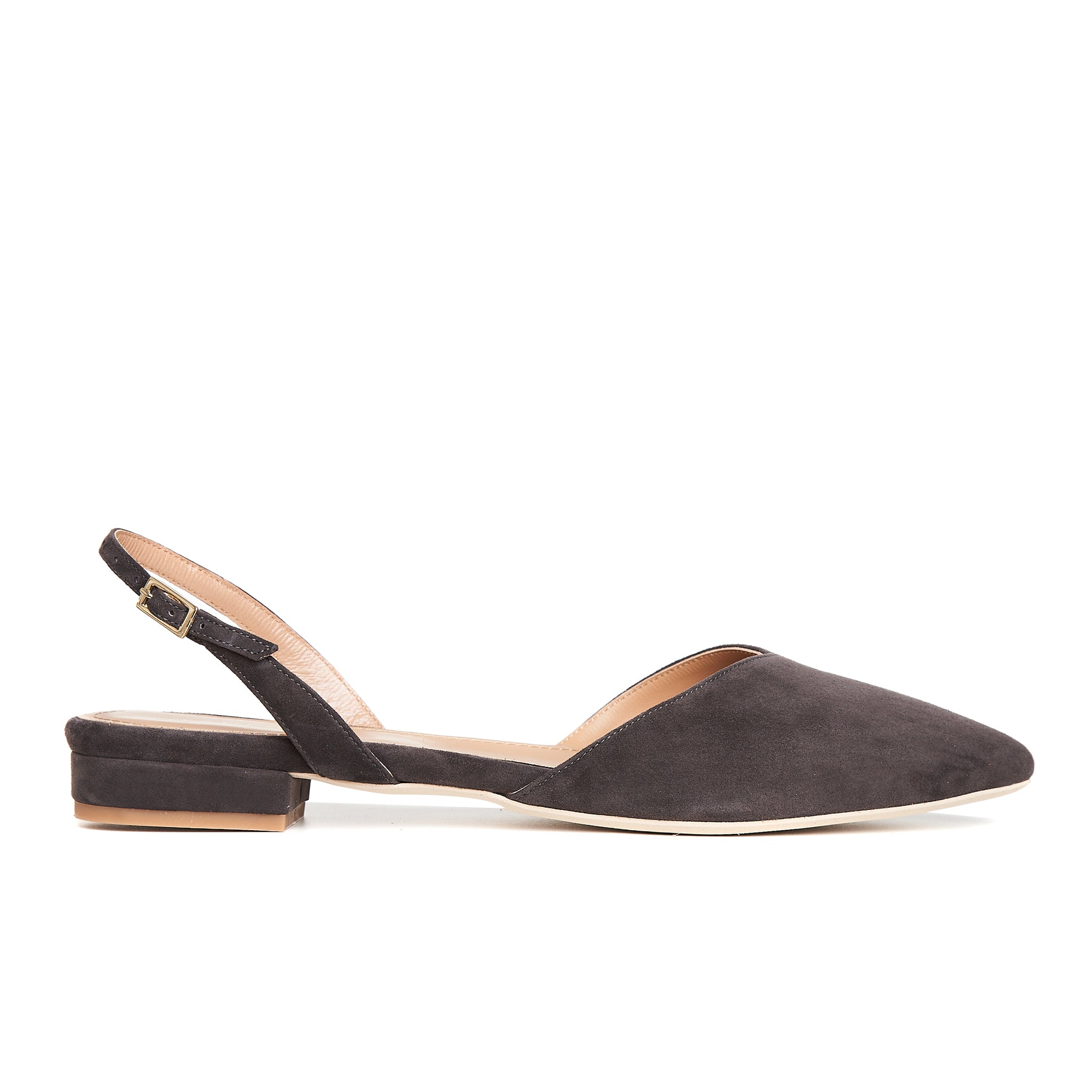 Balerini Alice in V, Piele Intoarsa, Gri - 36.5 / 8 cm