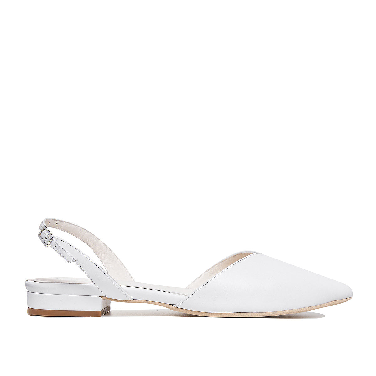 Balerini Alice in V, Piele Naturala, Albi - 41.5 / 8 cm
