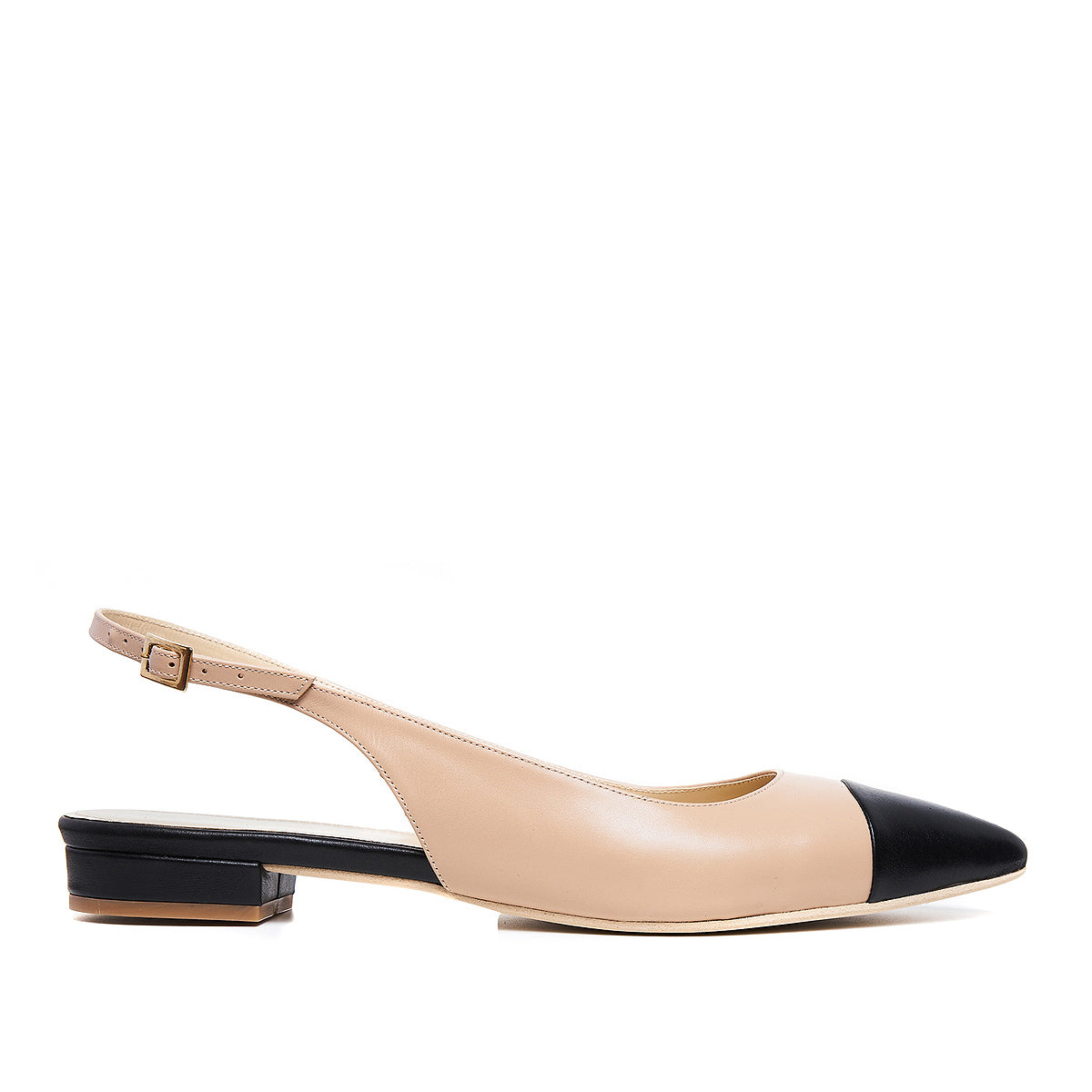 Balerini Alice, Piele Naturala, Nude-Negru - 36 / 9.5 cm